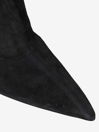 スエードサイハイブーツ ハイヒール ポインテッドトゥ オーバーニーブーツ