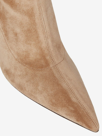 スエードサイハイブーツ ハイヒール ポインテッドトゥ オーバーニーブーツ