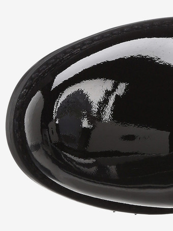 ブラックフラットブーツ レディース ラウンドトゥ パッチワーク オーバーニーブーツ