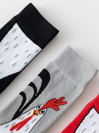 ユニセックス おもしろ鶏の足跡 ロングソックス かわいい動物プリント ノベルティソックス