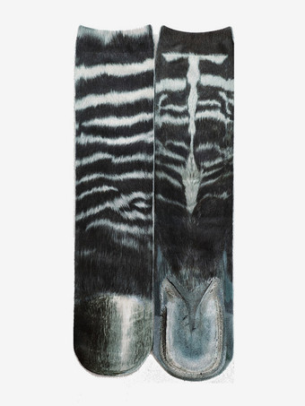 ブラック ユニセックス おもしろ 3Dプリント アニマルソックス 膝上ヨガソックス