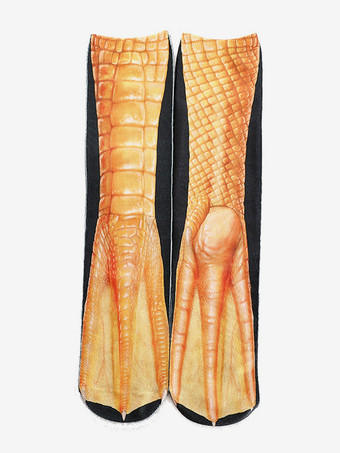 イエローユニセックス おもしろ 3Dプリント アニマルソックス 膝上ヨガソックス