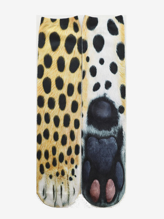 ヒョウ柄ユニセックス おもしろ 3Dプリント アニマルソックス 膝上ヨガソックス
