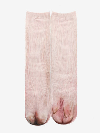 肌色ユニセックス おもしろ 3Dプリント アニマルソックス 膝上ヨガソックス