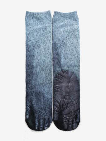 ブルー ユニセックス おもしろ 3Dプリント アニマルソックス 膝上ヨガソックス