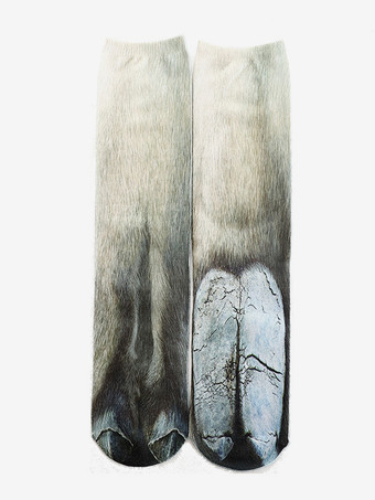 マスタードユニセックス おもしろ 3Dプリント アニマルソックス 膝上ヨガソックス