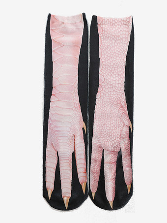 サーモンピンクユニセックス おもしろ 3Dプリント アニマルソックス 膝上ヨガソックス