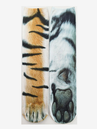 トラ柄ユニセックス おもしろ 3Dプリント アニマルソックス 膝上ヨガソックス