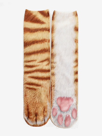 ピンクユニセックス おもしろ 3Dプリント アニマルソックス 膝上ヨガソックス