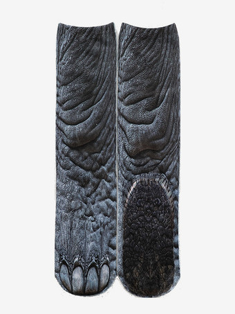 グレイユニセックス おもしろ 3Dプリント アニマルソックス 膝上ヨガソックス