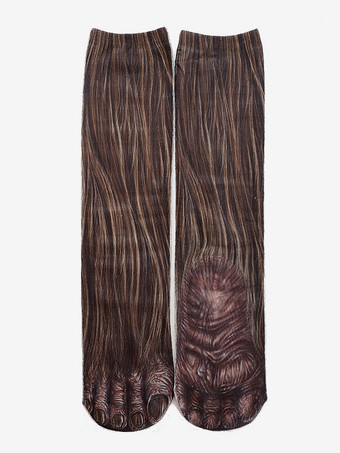 ディープブラウンユニセックス おもしろ 3Dプリント アニマルソックス 膝上ヨガソックス