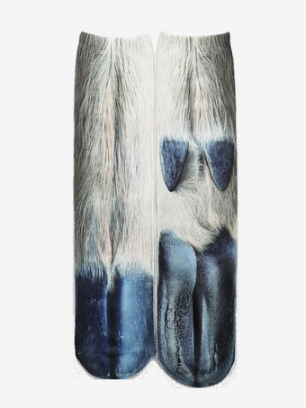 ライトグレー ユニセックス おもしろ 3Dプリント アニマルソックス 膝上ヨガソックス