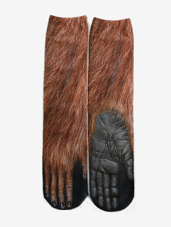 タンカラーユニセックス おもしろ 3Dプリント アニマルソックス 膝上ヨガソックス