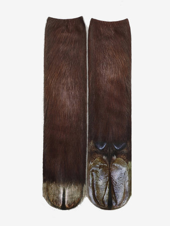 ブラウンユニセックス おもしろ 3Dプリント アニマルソックス 膝上ヨガソックス