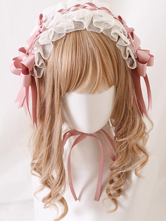 スイートなヘッドドレス ロリータアクセサリー ピンクのリボン ヘッドウェア