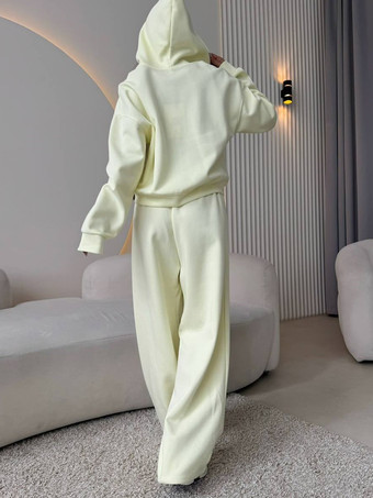 オーバーサイズ クロップド ジップパーカーとワイドレッグ トラックスーツ セット（レディース 2026）