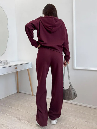 オーバーサイズ クロップド ジップパーカーとワイドレッグ トラックスーツ セット（レディース 2026）