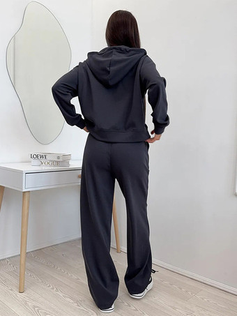 オーバーサイズ クロップド ジップパーカーとワイドレッグ トラックスーツ セット（レディース 2026）