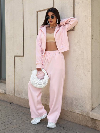 Y2K クロップド ジップ パーカー＆ジョガーパンツ レジャー トラックスーツ セット レディース 2025