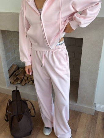 Y2K クロップド ジップ パーカー＆ジョガーパンツ レジャー トラックスーツ セット レディース 2025