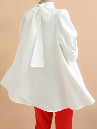 ホワイト カジュアルスタンドカラーホワイトハーフスリーブストラップトップシャツ＆ブラウストップスレディースファッション