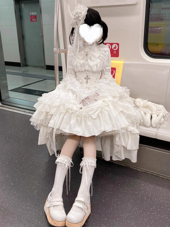 ゴシックロリータスカート フリル ブラック ホワイト スカート カマーバンド付き