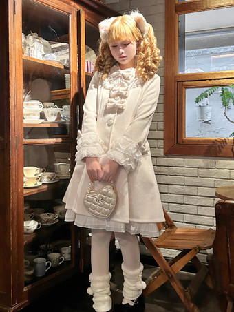 スイートロリータコート ブラック リボン オーバーコート 長袖 秋冬 ロリータコート ケープ付き