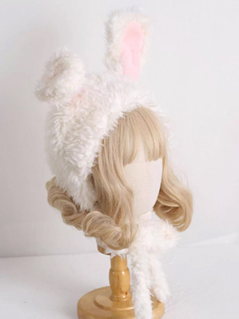 Gorro Lolita Dulce Orejas de Conejo Rosadas Accesorios Cálidos de Felpa