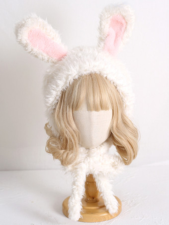 marfil Gorro Lolita Dulce Orejas de Conejo Rosadas Accesorios Cálidos de Felpa
