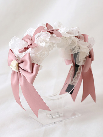 ヘッドドレス スイートロリータアクセサリー ピンクのリボン ヘッドウェア