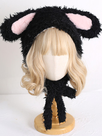 Gorro Lolita Dulce Orejas de Conejo Rosadas Accesorios Cálidos de Felpa