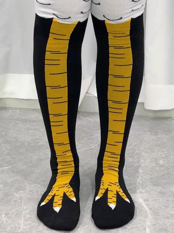 ブラック ユニセックスおもしろ鶏の足ソックスヨガソックスサイズMはふくらはぎ丈ソックス、Lは膝上ソックス