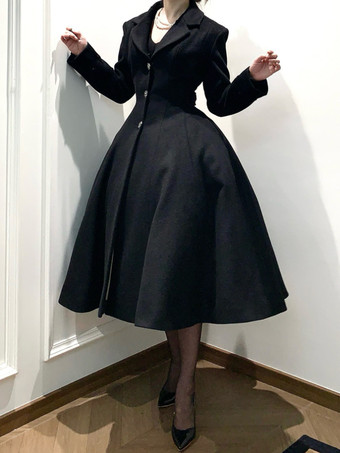 Abrigo Lolita gótico clásico abrigo negro con fajín abrigo Lolita de invierno