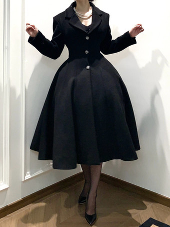 Abrigo Lolita gótico clásico abrigo negro con fajín abrigo Lolita de invierno