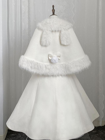 Sweet Lolita Mäntel weiße Schleifen Umhang Poncho Winter Lolita Mantel