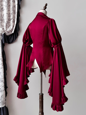 Set di abiti Gothic Lolita con volant neri maniche lunghe a campana top e gonna