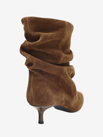 Wildleder-Ankle-Boots mit spitzer Zehenpartie Kitten-Heel und lässigem Schnitt