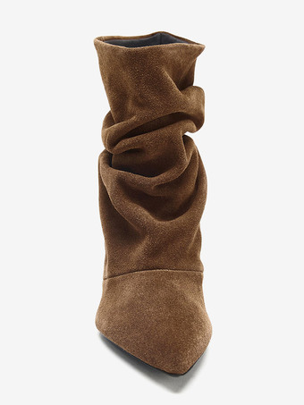 Wildleder-Ankle-Boots mit spitzer Zehenpartie Kitten-Heel und lässigem Schnitt