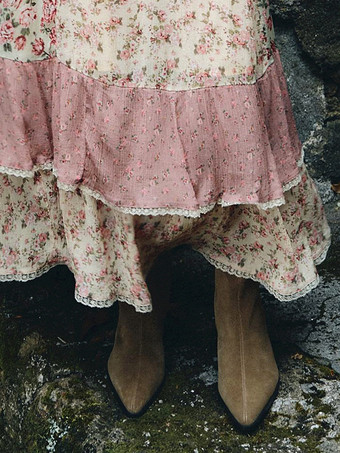 レディースニーハイブーツ スエードポインテッドトゥ キトンヒールブーツ