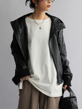 カジュアルジュエルネックホワイトロングスリーブスプリットフロントトップチュニックトップスレディースファッション