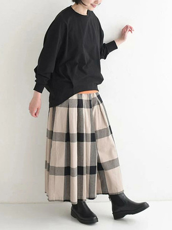 カジュアル ジュエルネック ダークネイビー 長袖 ハイローデザイン プリーツTシャツ トップス レディース ファッション