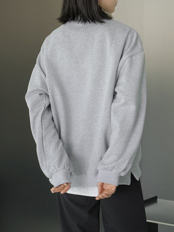 カジュアルハイカラーブラック長袖トップススウェットシャツ/パーカートップスレディースファッション