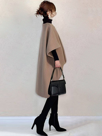 シックなデザインのネックラインのブラウンのハーフスリーブハイローデザイントップスチュニックトップスレディースファッション