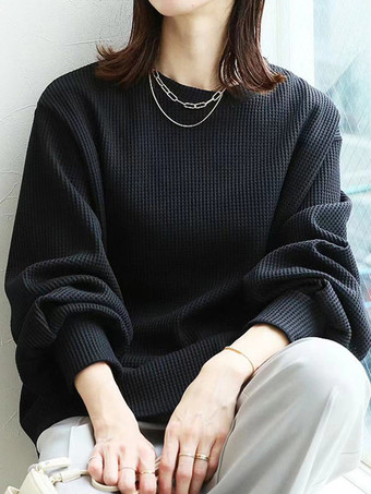 カジュアル ジュエルネック ホワイト 長袖 トップス スウェットシャツ/パーカー トップス レディース ファッション