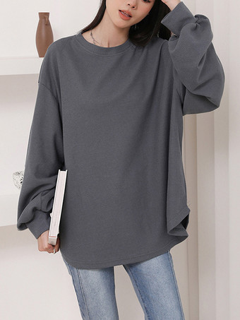 カジュアル ジュエルネック ホワイト 長袖 トップス スウェットシャツ/パーカー トップス レディース ファッション