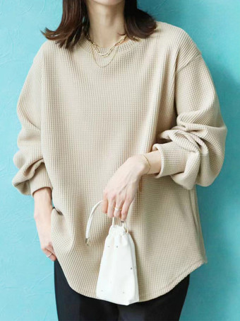 カジュアル ジュエルネック ホワイト 長袖 トップス スウェットシャツ/パーカー トップス レディース ファッション