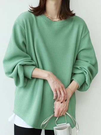 カジュアル ジュエルネック ホワイト 長袖 トップス スウェットシャツ/パーカー トップス レディース ファッション