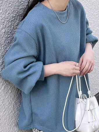 カジュアル ジュエルネック ホワイト 長袖 トップス スウェットシャツ/パーカー トップス レディース ファッション