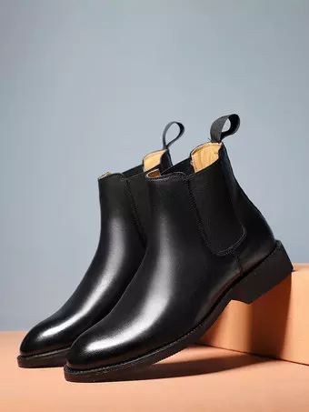 Mens Chelsea Boots Low Heel Black Pointed Toe Leather Ankle Boots - Milanoo.com Mens Chelsea Boots Low Heel Black Pointed Toe Leather Ankle Boots - Milanoo.com