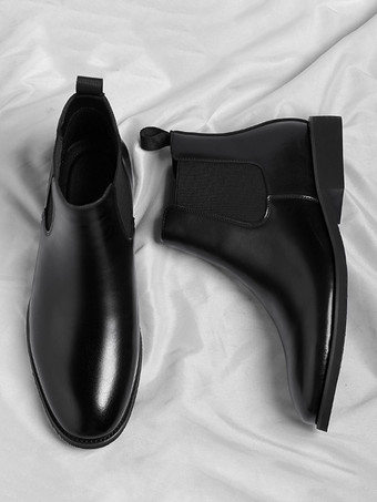 メンズ チェルシーブーツ ローヒール ポインテッドトゥ ショートブーツ グラデーションカラーチップ